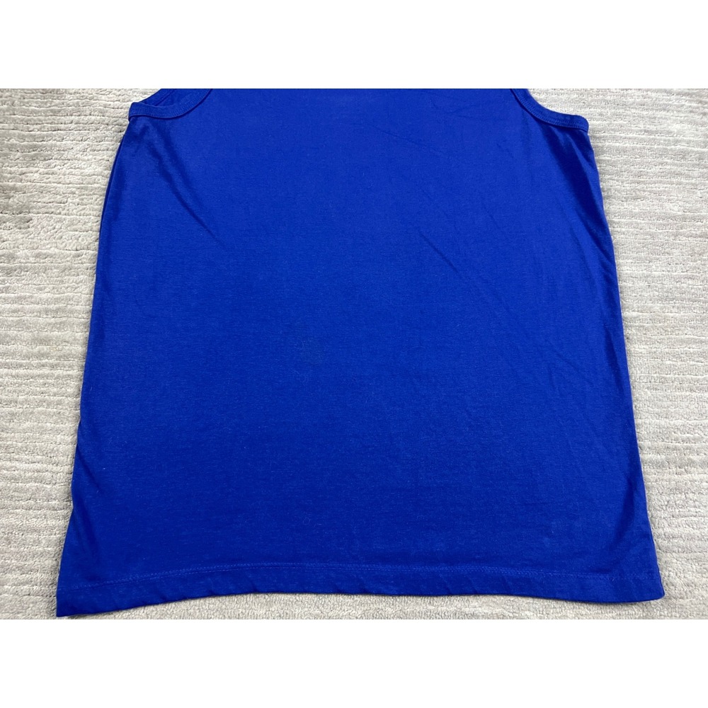 American Sweetheart Tank Top Womens L Blue Solid Crew Neck Cotton Blend Basic - Picture 3 of 11